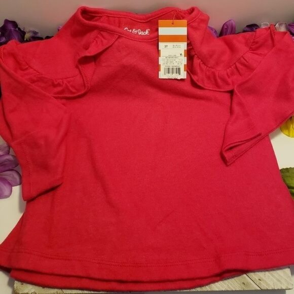 Cat Jack Blouse Ruffle Knit Shirt Hot Pink Long Sleeved Girls Rayon New - Picture 4 of 7